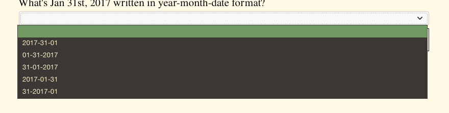 Dark dropdown on a light color website.